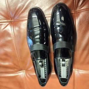 SALVATORE FERRAGAMO Black Patent Leather Tuxedo Shoes size 7